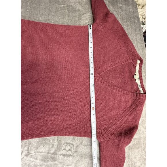 Burberry Brit 100% Cashmere Sweater V-Neck Burgundy Red Size L UNISEX - Picture 8 of 12